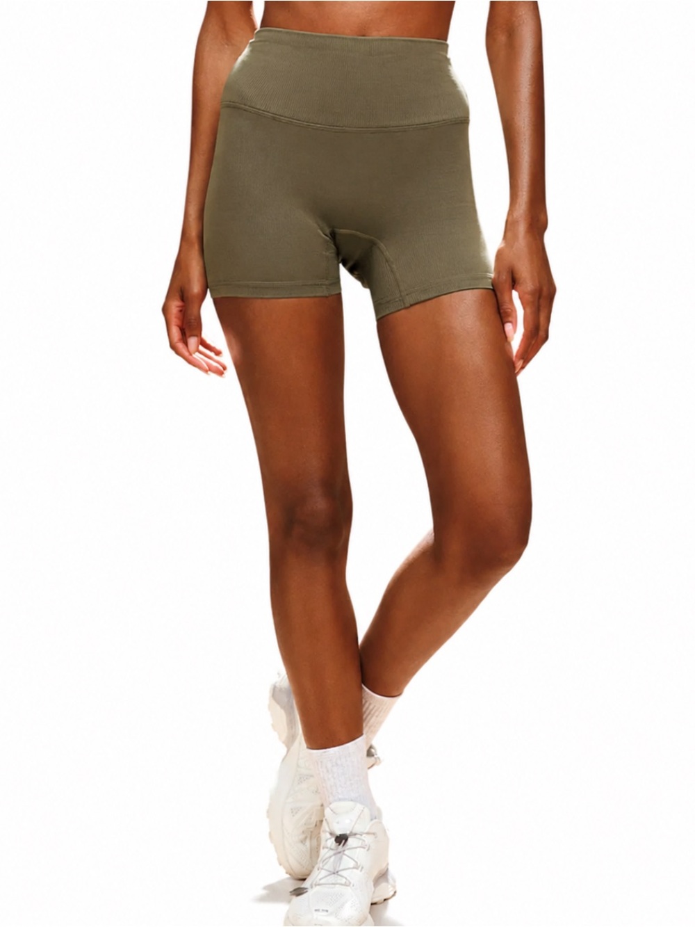 SET Active Green Juice Seamless Ribbed Biker Shorts XS High Waisted Gym Workout
